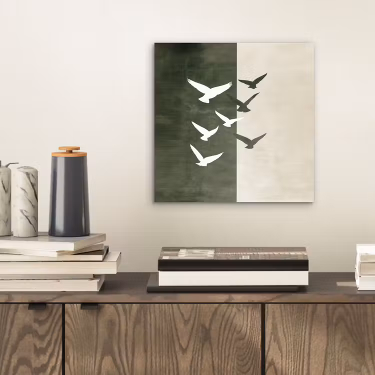 Japandi - Vogel - Groen aluminium wit klein -sfeer1