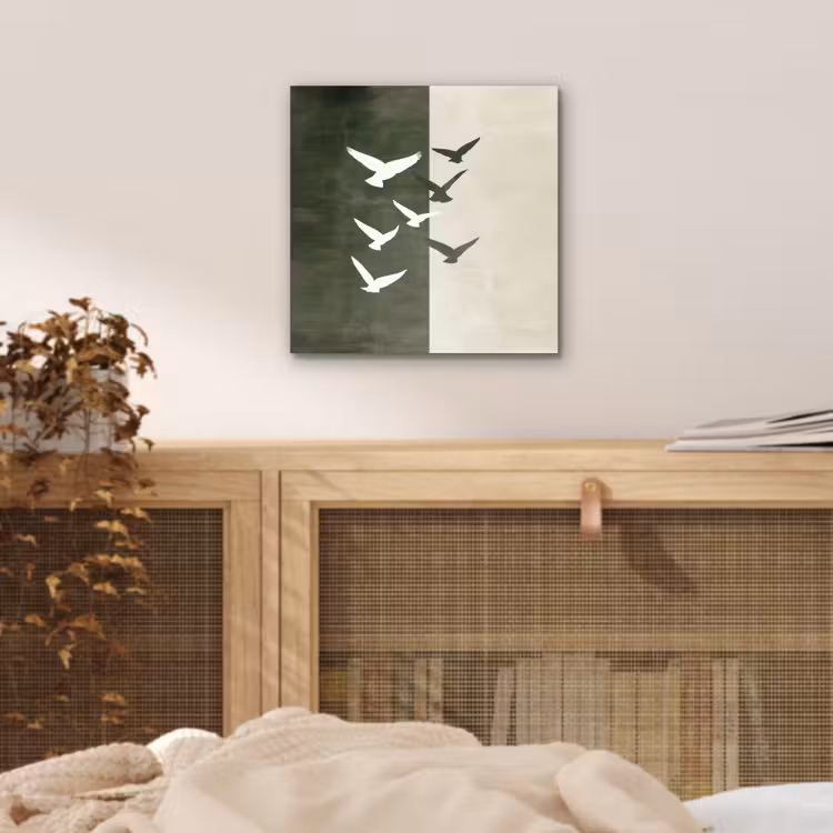 Japandi - Vogel - Groen aluminium wit klein -sfeer3