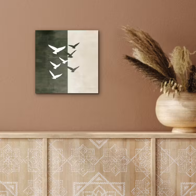 Japandi - Vogel - Groen aluminium wit klein -sfeer4