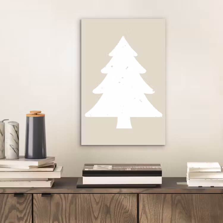 Japandi - Kerstboom - Beige - Kerstversiering aluminium wit klein -sfeer1