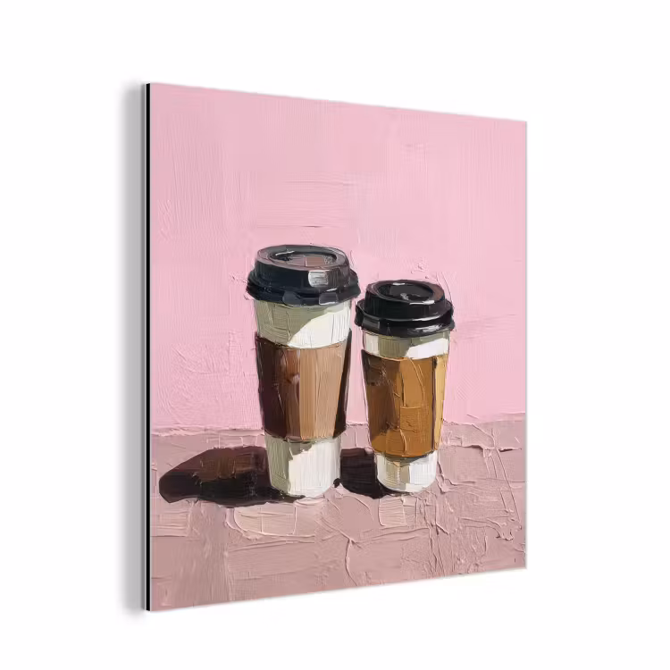 Koffiebekers - Deksel - Verf - Textuur aluminium wit klein -3d