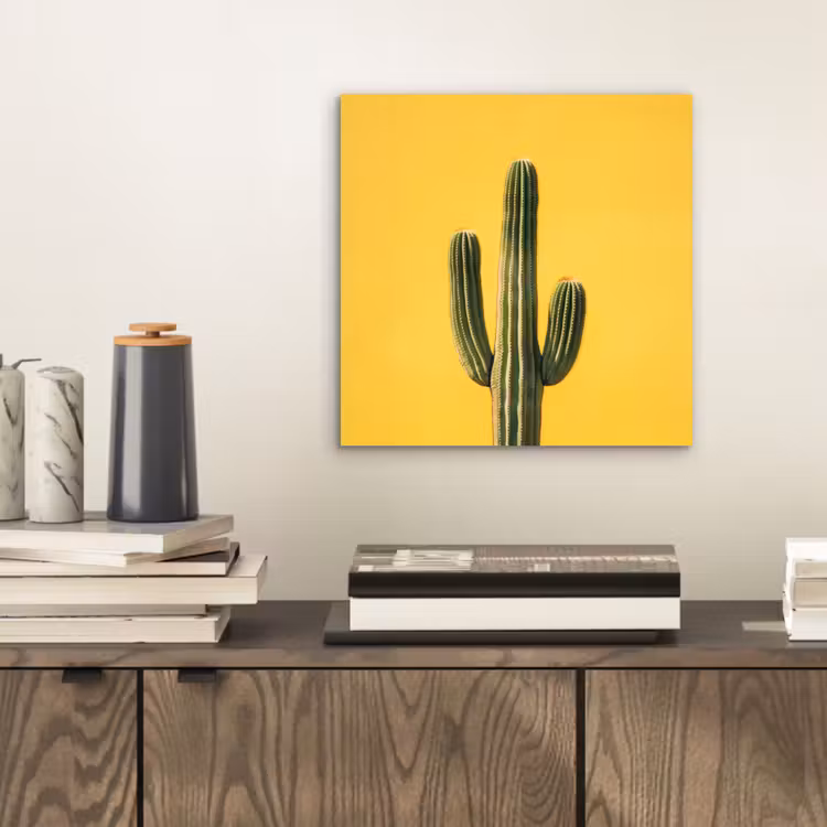 Cactus - Groen - Minimalistisch aluminium wit klein -sfeer1