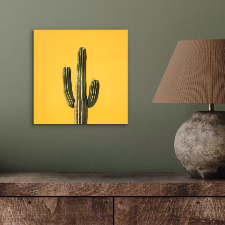 Cactus - Groen - Minimalistisch aluminium wit klein -sfeer2