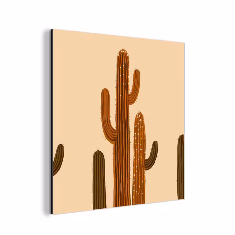 Cactus - Woestijn - Zand - Bruin aluminium wit klein -3d