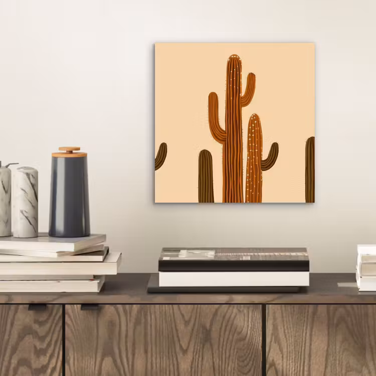 Cactus - Woestijn - Zand - Bruin aluminium wit klein -sfeer1