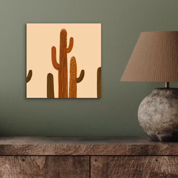 Cactus - Woestijn - Zand - Bruin aluminium wit klein -sfeer2