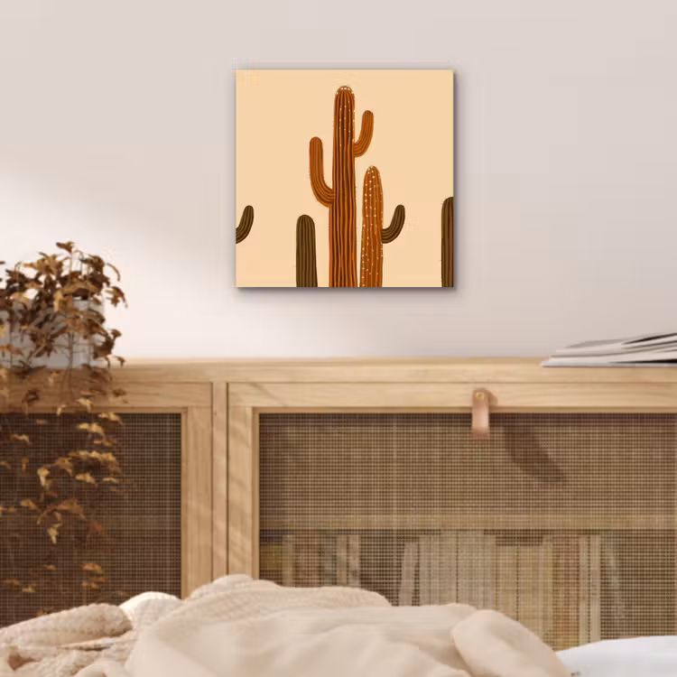 Cactus - Woestijn - Zand - Bruin aluminium wit klein -sfeer3