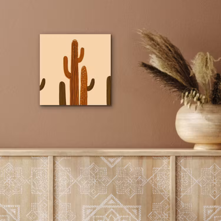 Cactus - Woestijn - Zand - Bruin aluminium wit klein -sfeer4