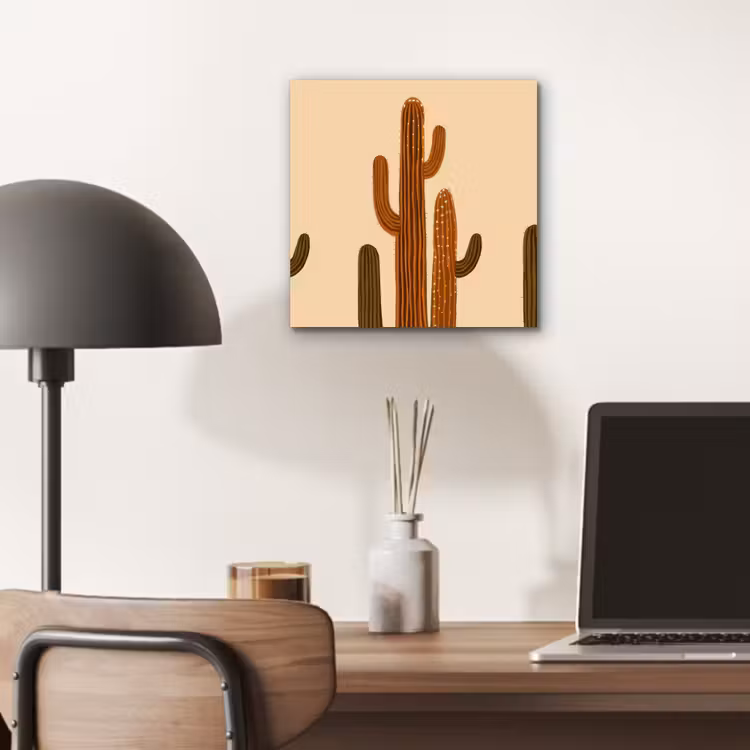 Cactus - Woestijn - Zand - Bruin aluminium wit klein -sfeer5