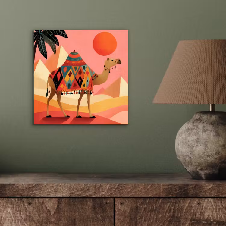 Kameel - Pyramides - Rode zon aluminium wit klein -sfeer2