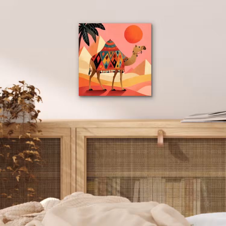 Kameel - Pyramides - Rode zon aluminium wit klein -sfeer3