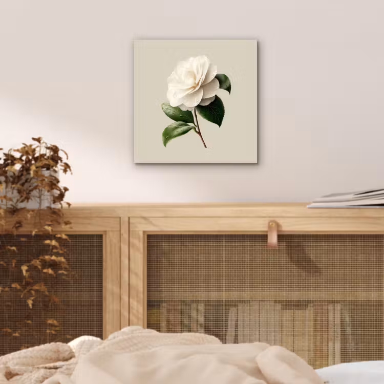 Cameliabloem - Wit - Groen aluminium wit klein -sfeer3