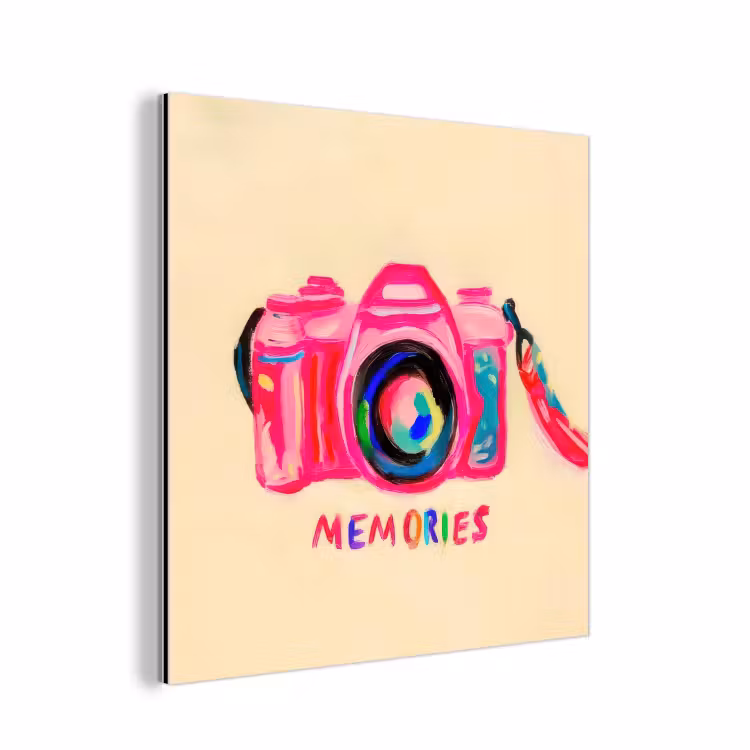 Camera - Memories - Roze - Geschilderd aluminium wit klein -3d