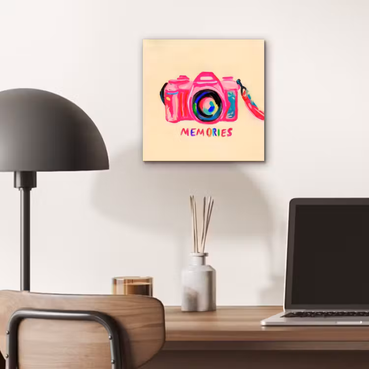 Camera - Memories - Roze - Geschilderd aluminium wit klein -sfeer5