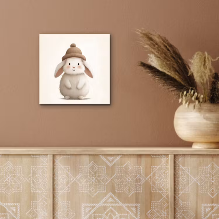 Konijn - Muts - Oren - Beige aluminium wit klein -sfeer4