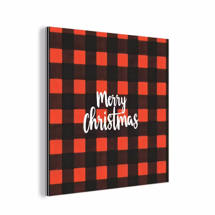 Geruit - Rood - Tekst - Christmas aluminium wit klein -3d