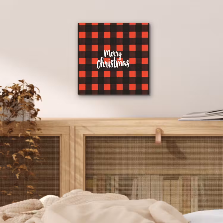 Geruit - Rood - Tekst - Christmas aluminium wit klein -sfeer3