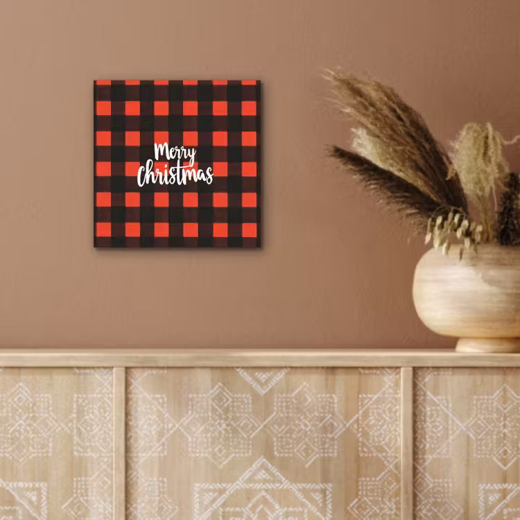 Geruit - Rood - Tekst - Christmas aluminium wit klein -sfeer4