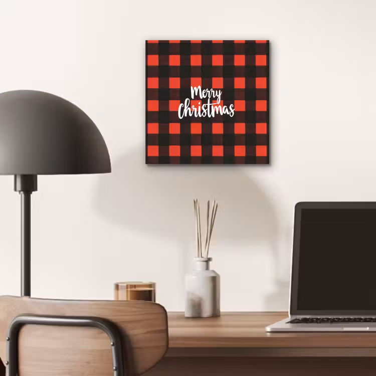 Geruit - Rood - Tekst - Christmas aluminium wit klein -sfeer5