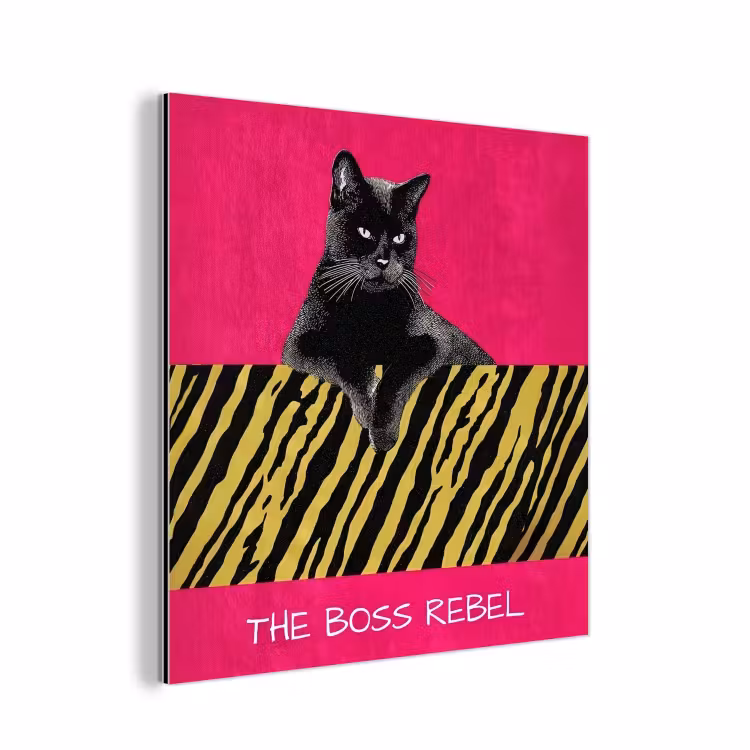 Kat - Baas - Roze - Tijgerprint aluminium wit klein -3d