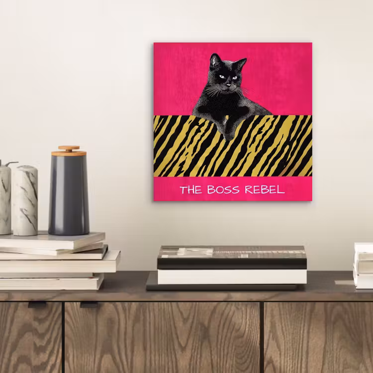 Kat - Baas - Roze - Tijgerprint aluminium wit klein -sfeer1