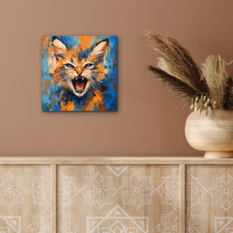 Kat - Kleurrijk - Oranje - Blauw aluminium wit klein -sfeer4