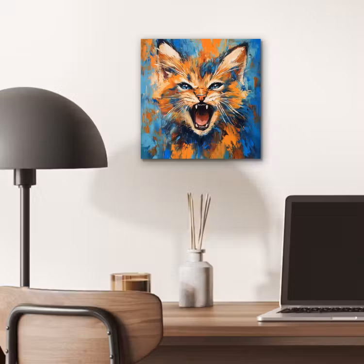 Kat - Kleurrijk - Oranje - Blauw aluminium wit klein -sfeer5
