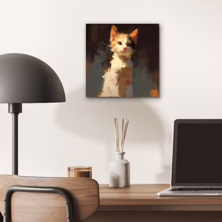 Kat - Geschilderd - Artistiek - Wit aluminium wit klein -sfeer5