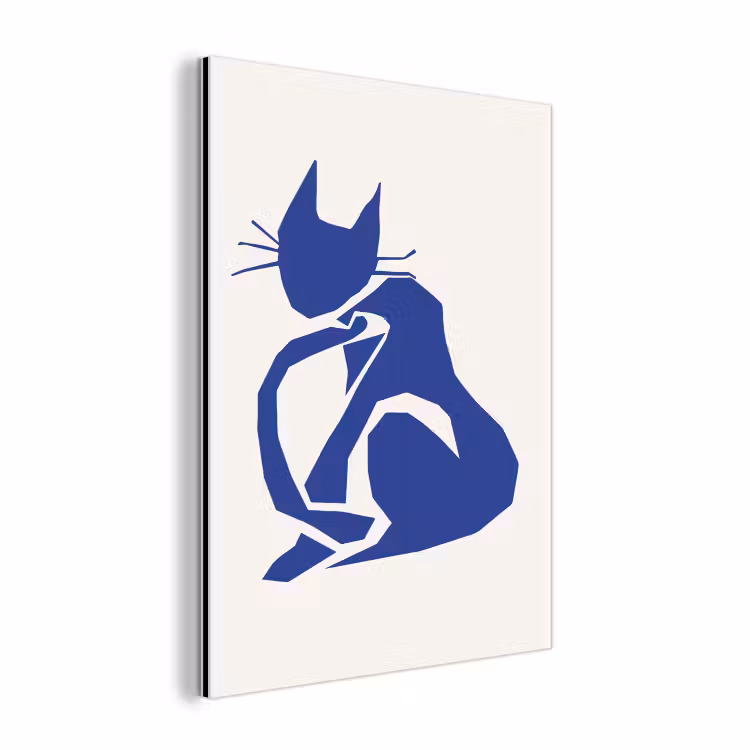 Kat - Huisdieren - Blauw - Matisse aluminium wit klein -3d
