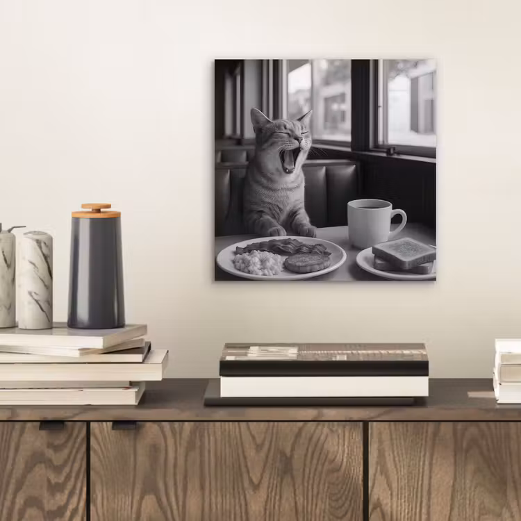 Kat - Koffie - Brood - Zwart aluminium wit klein -sfeer1