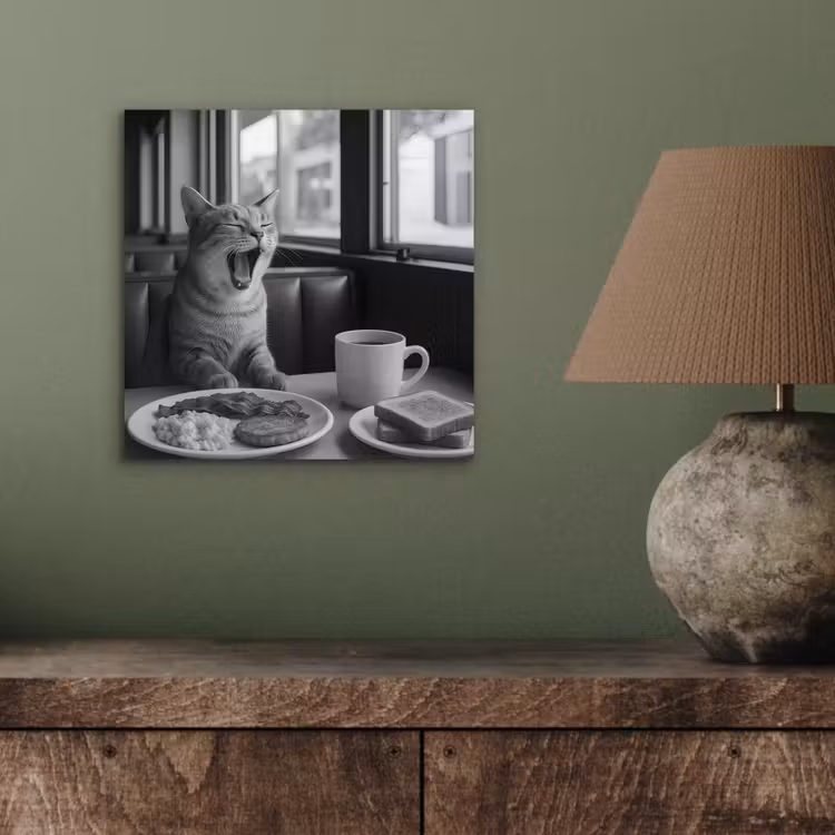 Kat - Koffie - Brood - Zwart aluminium wit klein -sfeer2
