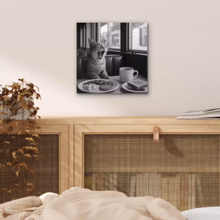 Kat - Koffie - Brood - Zwart aluminium wit klein -sfeer3
