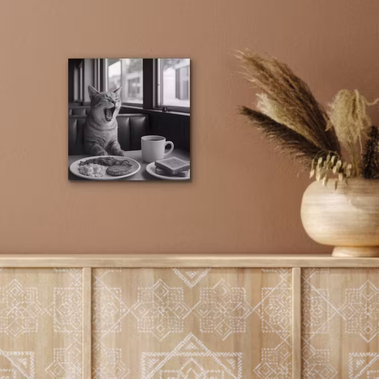 Kat - Koffie - Brood - Zwart aluminium wit klein -sfeer4