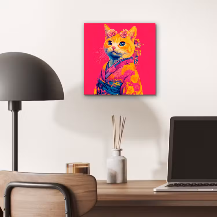 Kat - Kimono - Bloemen - Roze aluminium wit klein -sfeer5