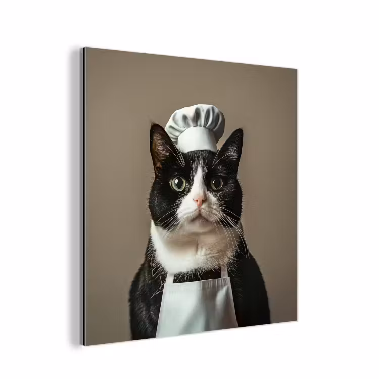 Kat - Kokskleding - Zwart - Wit aluminium wit klein -3d