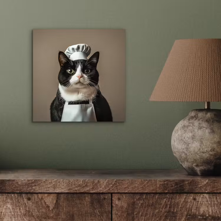 Kat - Kokskleding - Zwart - Wit aluminium wit klein -sfeer2