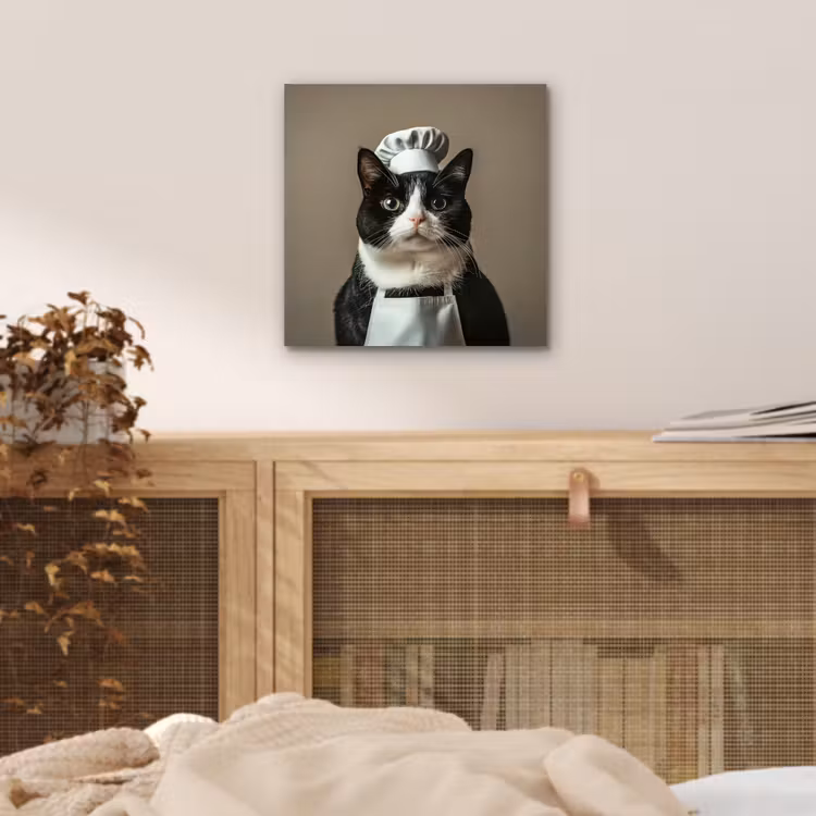 Kat - Kokskleding - Zwart - Wit aluminium wit klein -sfeer3