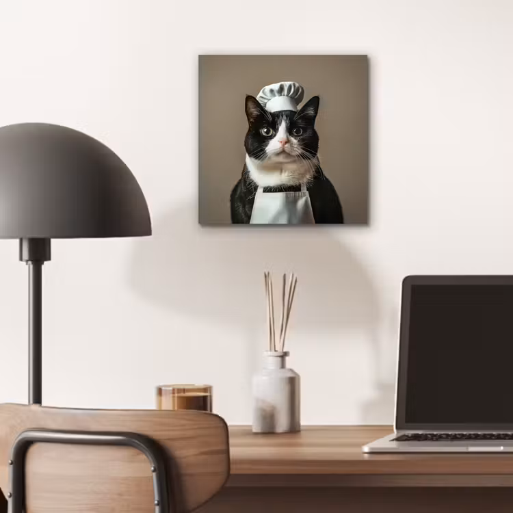 Kat - Kokskleding - Zwart - Wit aluminium wit klein -sfeer5