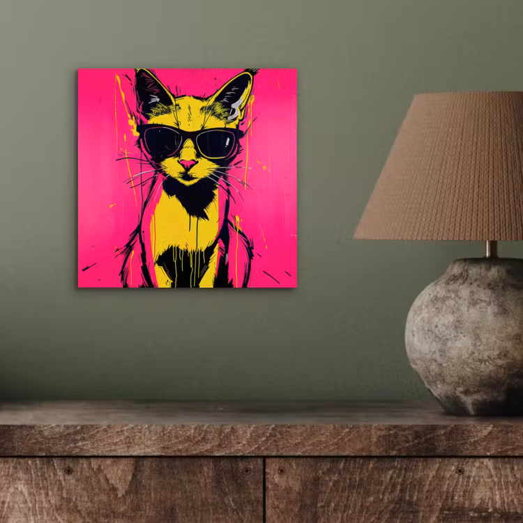 Kat - Art - Zonnebril - Roze aluminium wit klein -sfeer2