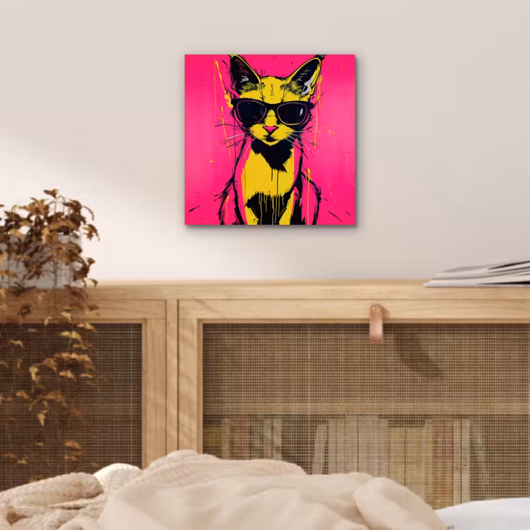 Kat - Art - Zonnebril - Roze aluminium wit klein -sfeer3