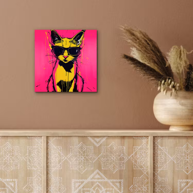 Kat - Art - Zonnebril - Roze aluminium wit klein -sfeer4