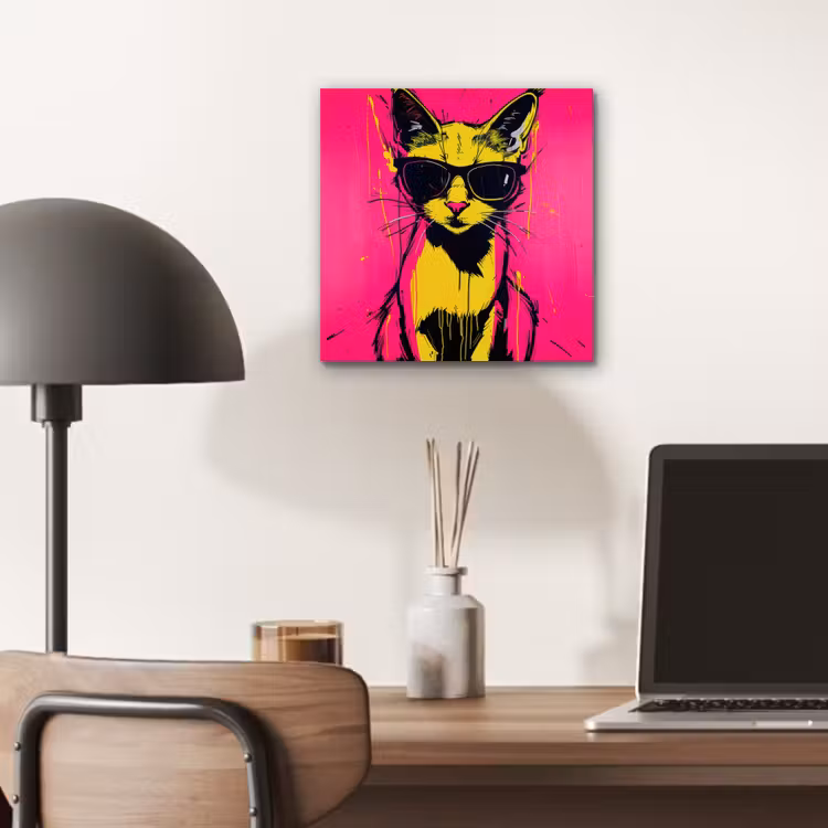 Kat - Art - Zonnebril - Roze aluminium wit klein -sfeer5