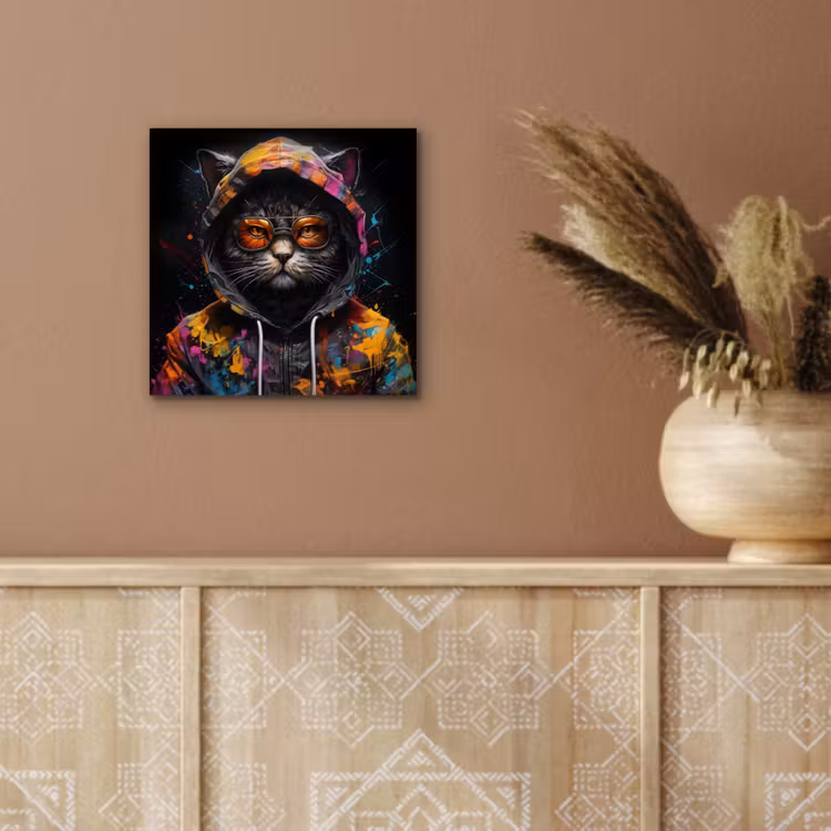 Kat - Jas - Graffiti - Bril - Zwart aluminium wit klein -sfeer4