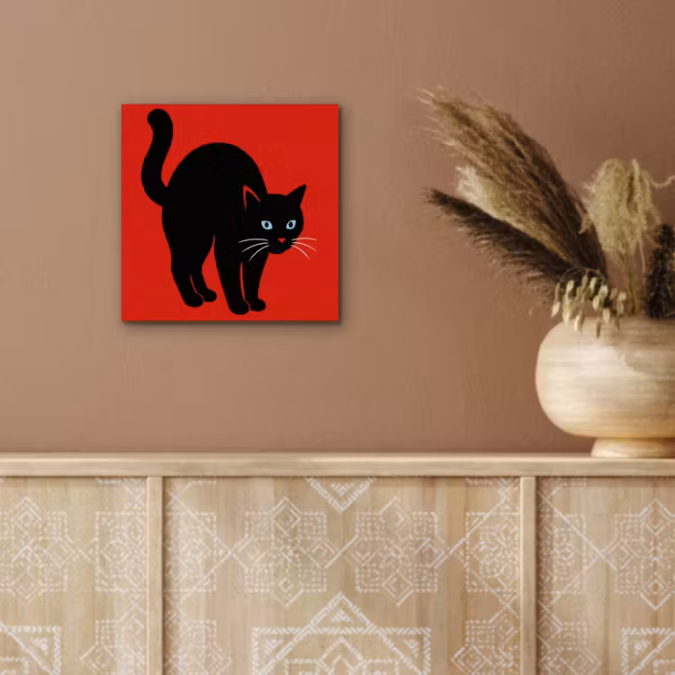 Kat - Zwart - Staart aluminium wit klein -sfeer4