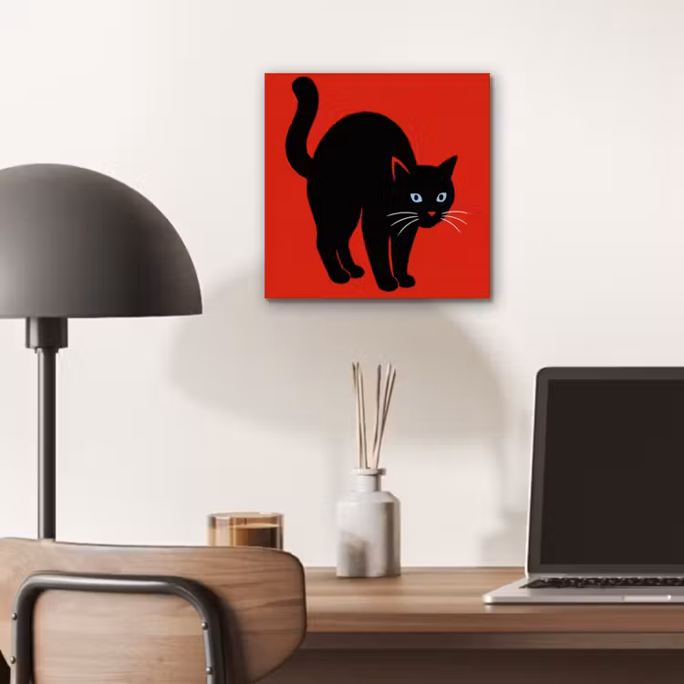 Kat - Zwart - Staart aluminium wit klein -sfeer5
