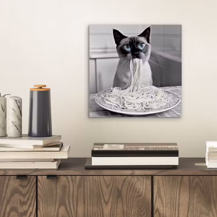 Kat - Siamees - Zwart Wit - Schattig - Dieren aluminium wit klein -sfeer1