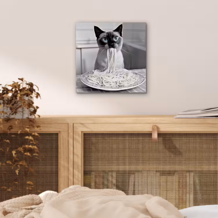 Kat - Siamees - Zwart Wit - Schattig - Dieren aluminium wit klein -sfeer3