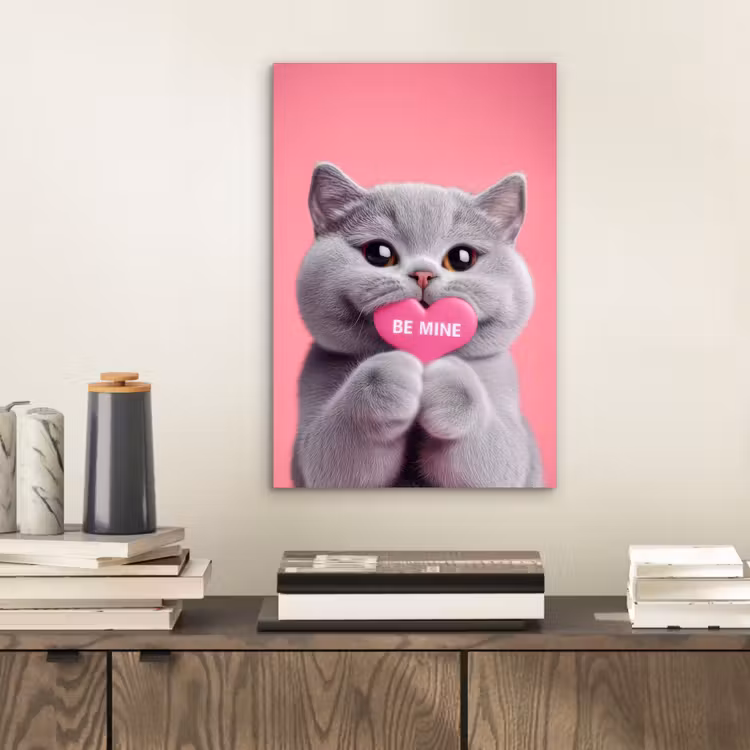 Kat - Valentijn - Roze - Liefde aluminium wit klein -sfeer1
