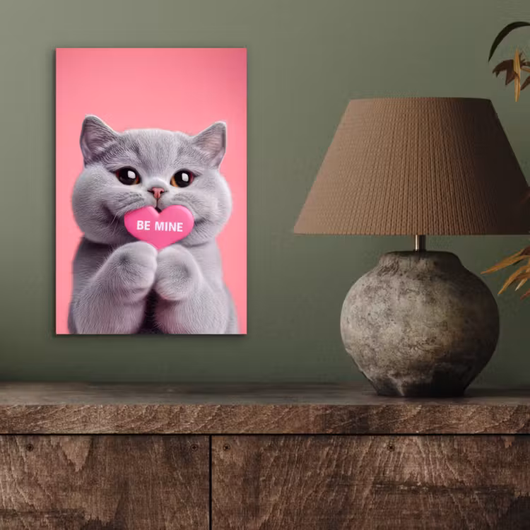 Kat - Valentijn - Roze - Liefde aluminium wit klein -sfeer2