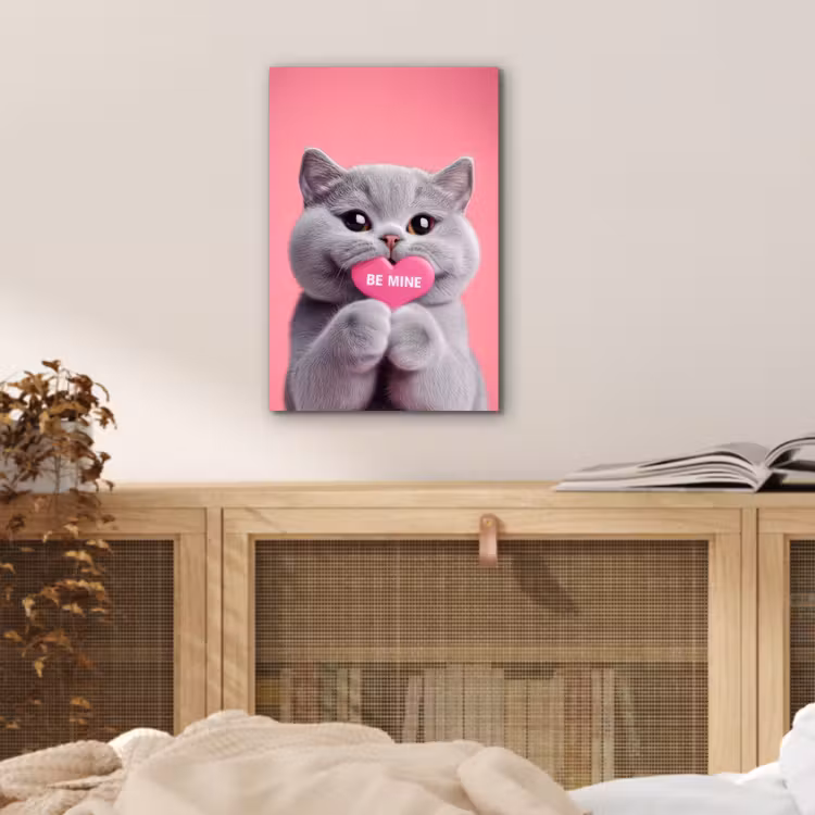 Kat - Valentijn - Roze - Liefde aluminium wit klein -sfeer3